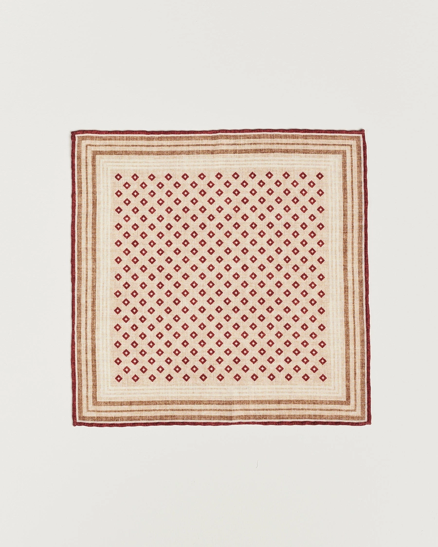 Herren | Brunello Cucinelli Wool Pocket Square Burgundy/Beige | Brunello Cucinelli | Wool Pocket Square Burgundy/Beige