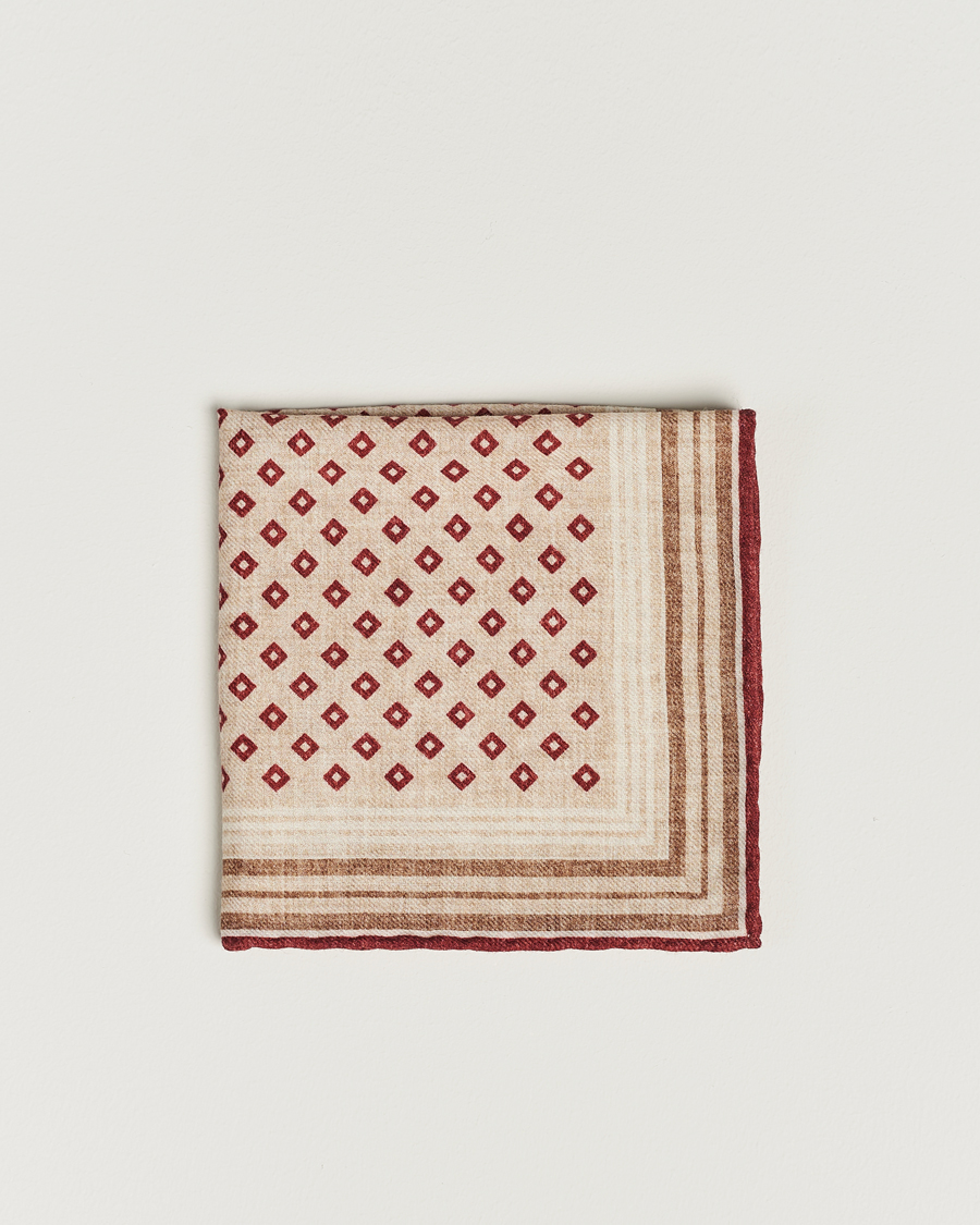 Herren | Brunello Cucinelli Wool Pocket Square Burgundy/Beige | Brunello Cucinelli | Wool Pocket Square Burgundy/Beige