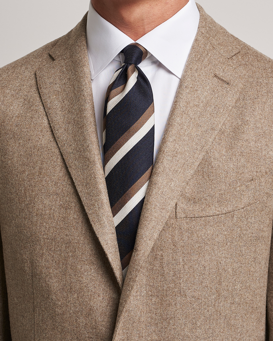 Herren | Brunello Cucinelli Regimental Stripe Tie Navy/Grey | Brunello Cucinelli | Regimental Stripe Tie Navy/Grey