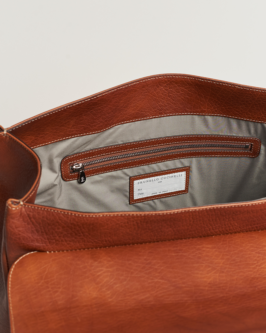Herren | Brunello Cucinelli Grain Leather Briefcase Cognac | Brunello Cucinelli | Grain Leather Briefcase Cognac