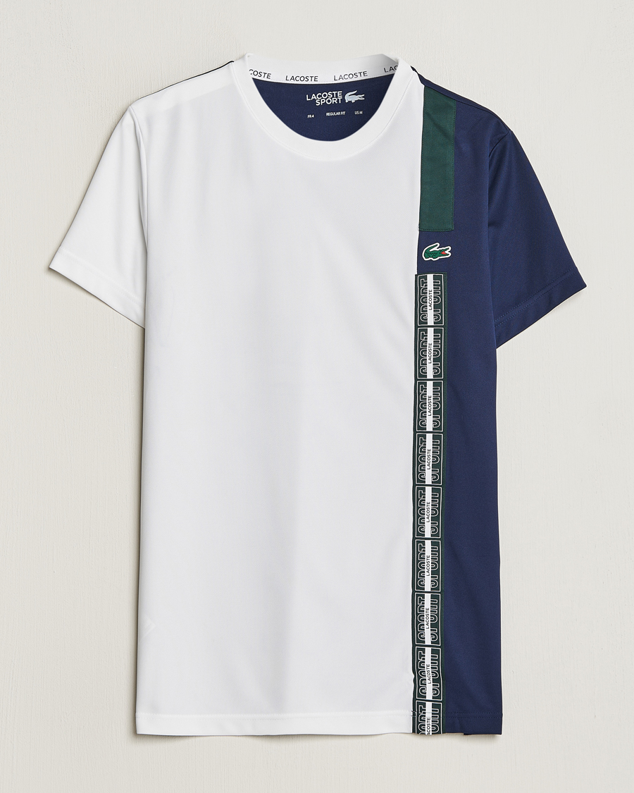 Herren | T-Shirts | Lacoste Sport | Performance Colourblocked T-Shirt White/Navy
