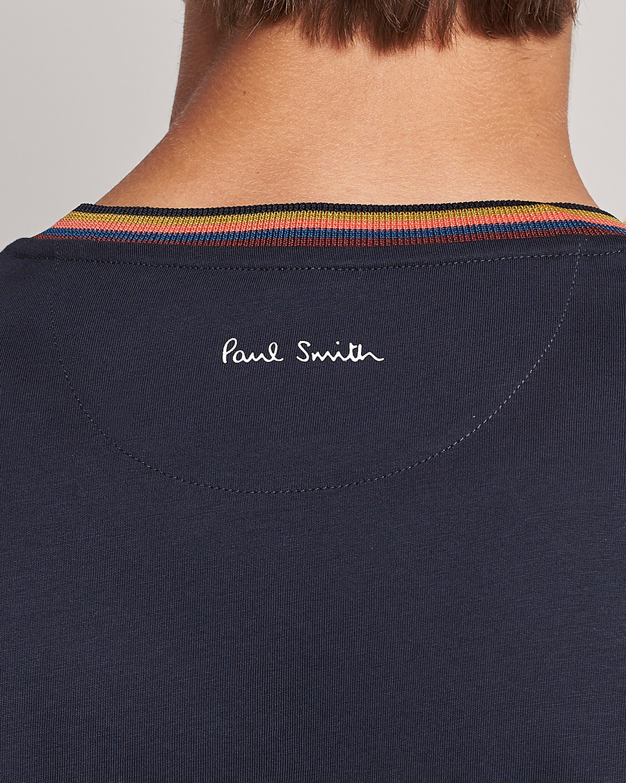Herren | T-Shirts | Paul Smith | Stripe Rib Crew Neck T-Shirt Navy