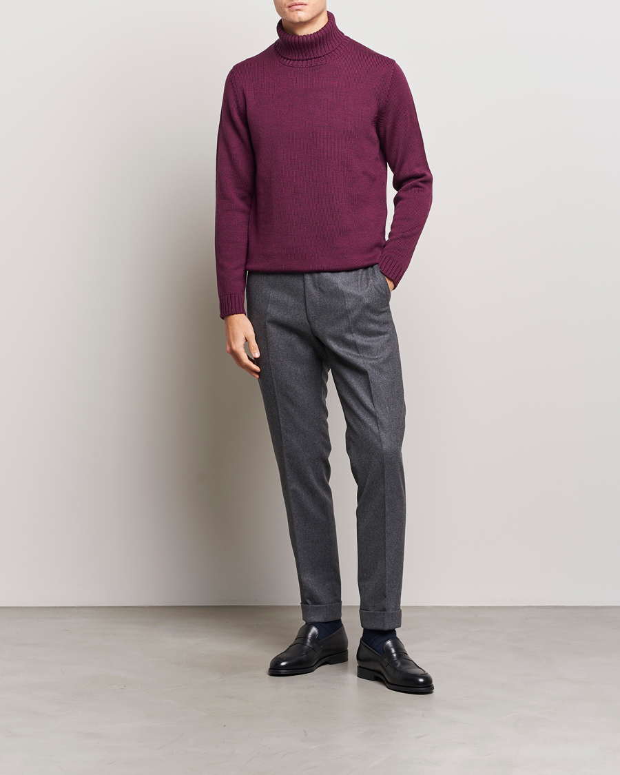 Herren | Pullover | Zanone | Virgin Merino Wool Rollneck Burgundy