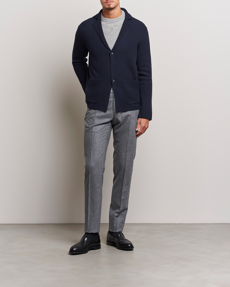 Herren | Pullover | Zanone | Merino Wool Cardigan Jacket Navy