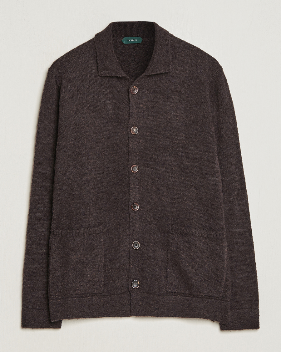 Herren | Pullover | Zanone | Boucle Wool Chore Jacket Dark Brown