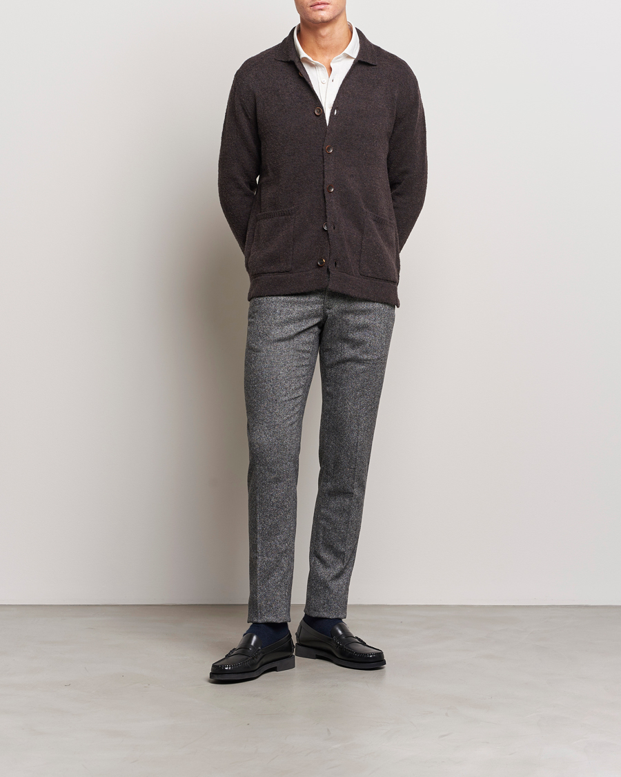 Herren | Pullover | Zanone | Boucle Wool Chore Jacket Dark Brown