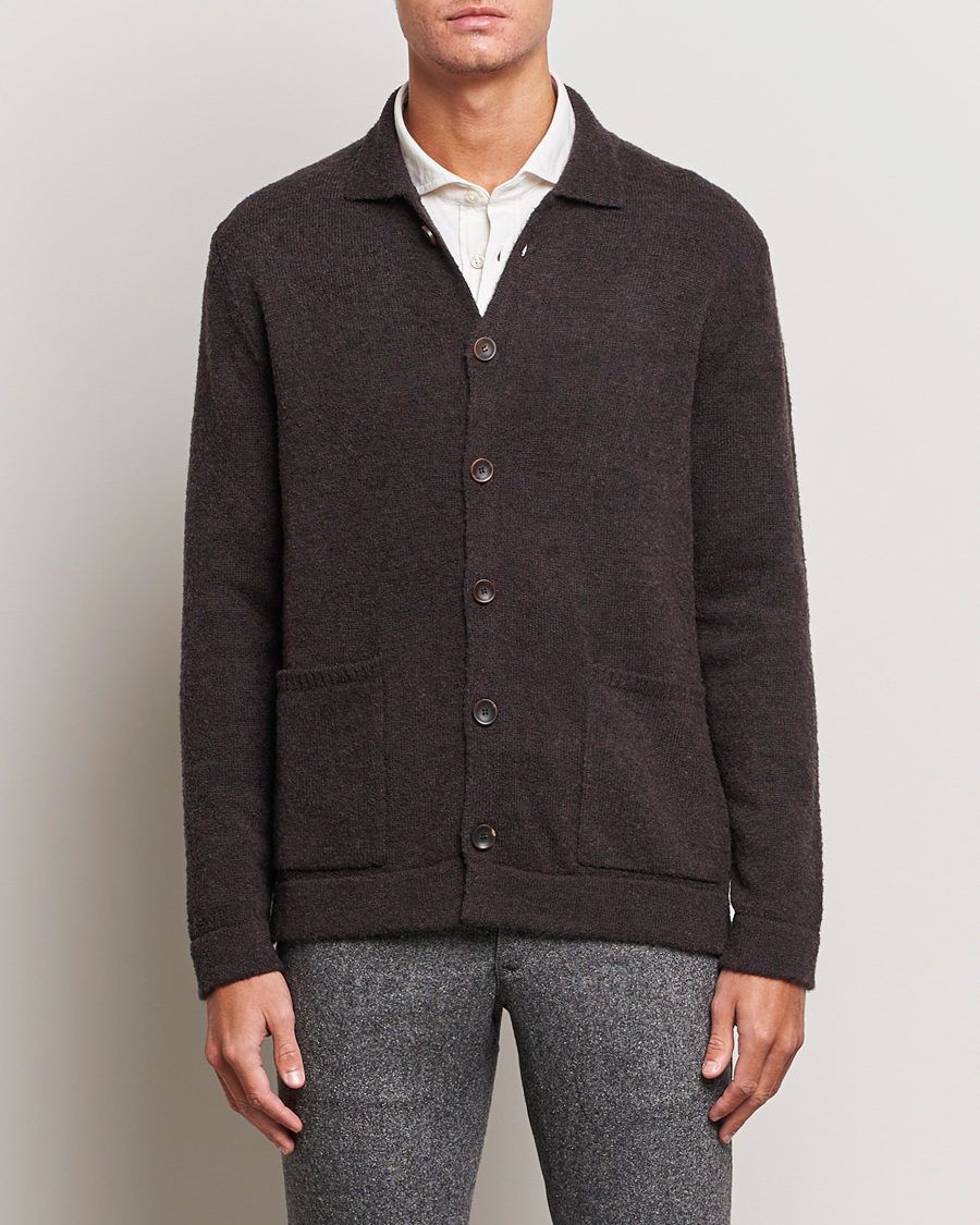 Herren | Pullover | Zanone | Boucle Wool Chore Jacket Dark Brown