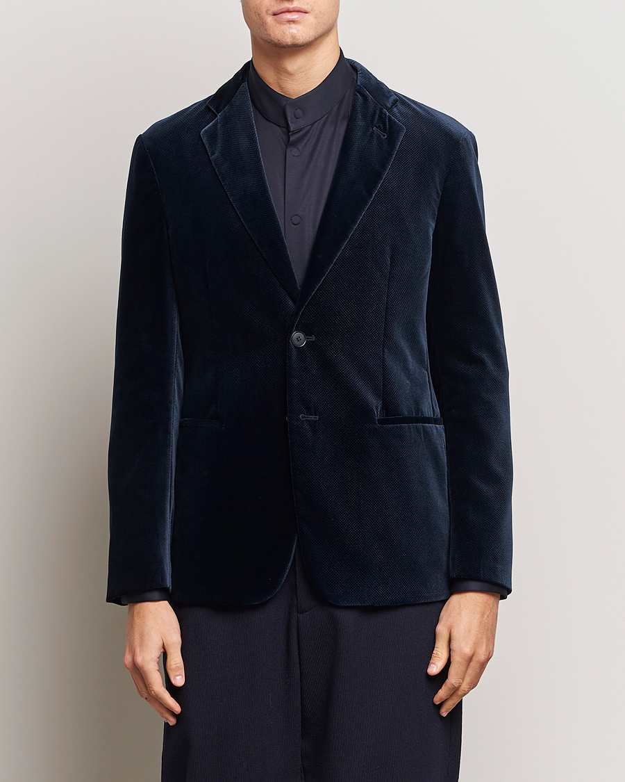 Herren | Sakkos | Giorgio Armani | Velvet Micro Blazer Navy