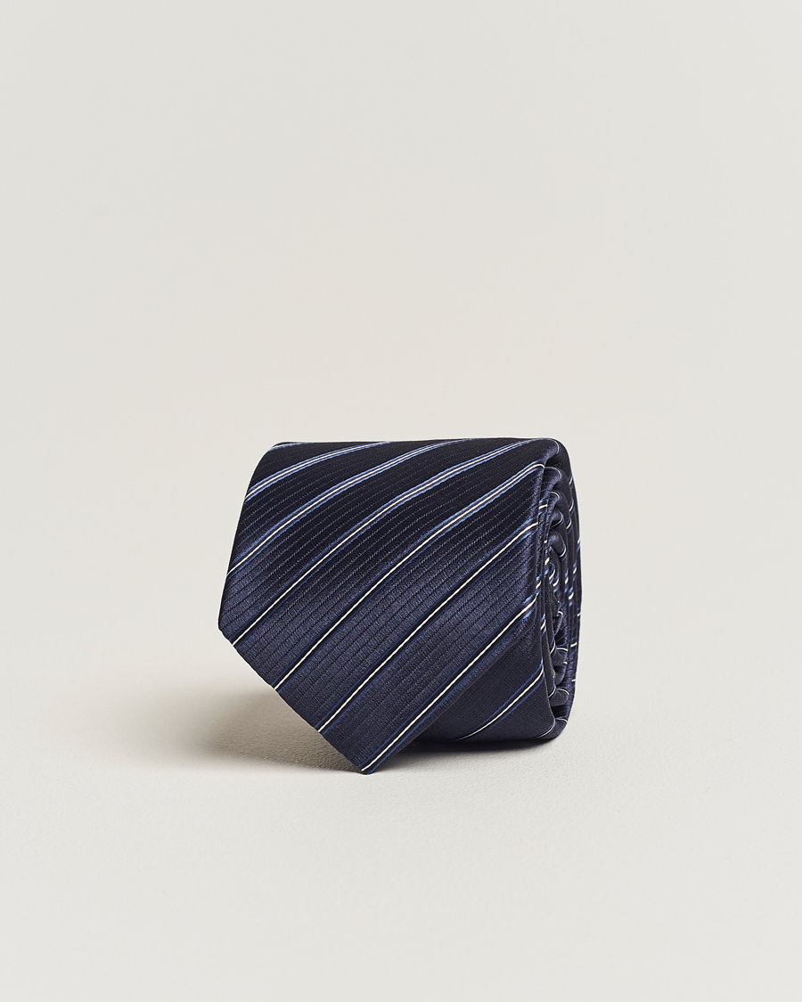 Herren | Giorgio Armani Regimental Stripe Silk Tie Navy | Giorgio Armani | Regimental Stripe Silk Tie Navy