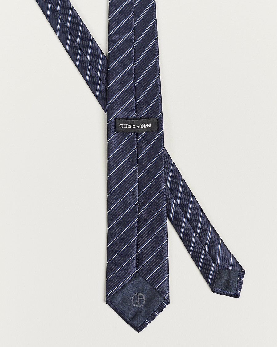 Herren | Giorgio Armani Regimental Stripe Silk Tie Navy | Giorgio Armani | Regimental Stripe Silk Tie Navy