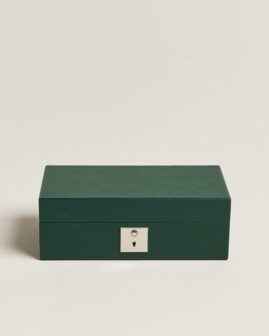Herren | Smythson Panama Lockable Watch And Cufflink Box Forest Green | Smythson | Panama Lockable Watch And Cufflink Box Forest Green