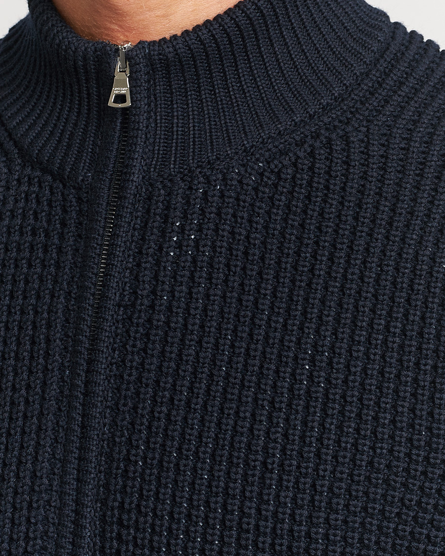 Herren | Pullover | Orlebar Brown | Swan Merino Seed Stich Full Zip Night Iris