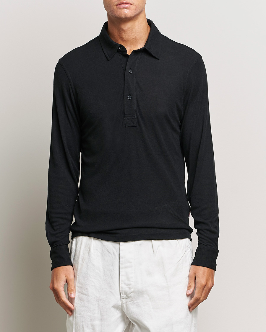 Herren | Pullover | Orlebar Brown | Sebastian Long Sleeve Cashmere Polo Black