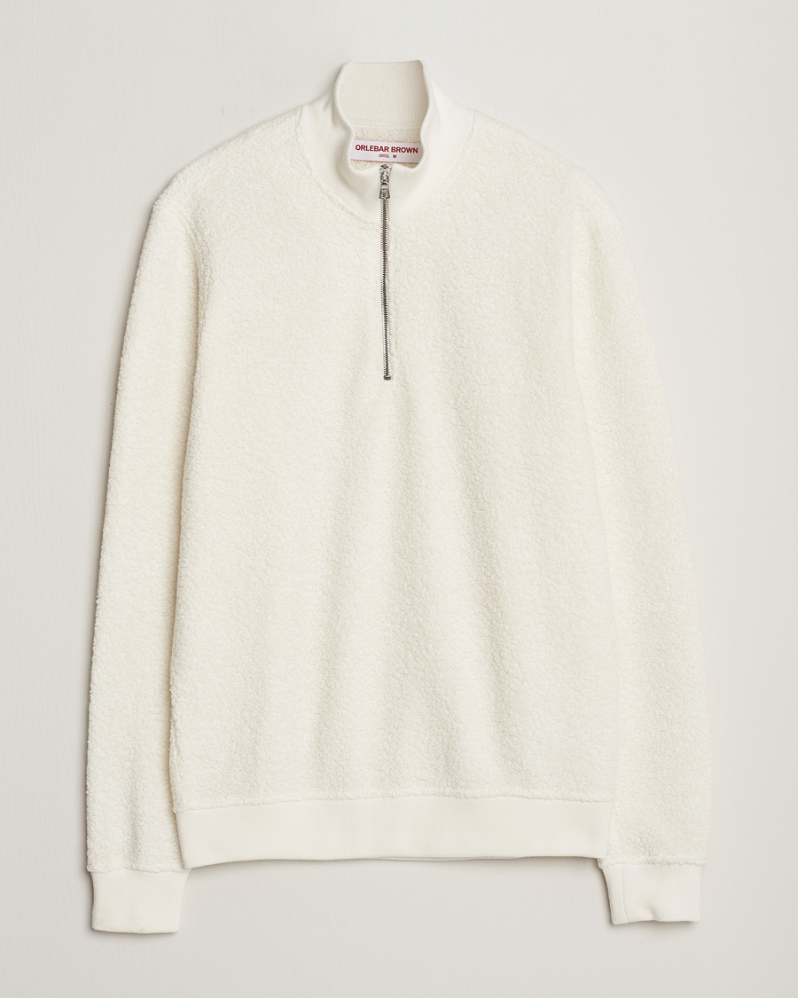 Herren | Pullover | Orlebar Brown | Isar Fleece Cashmere Half-Zip White Sand