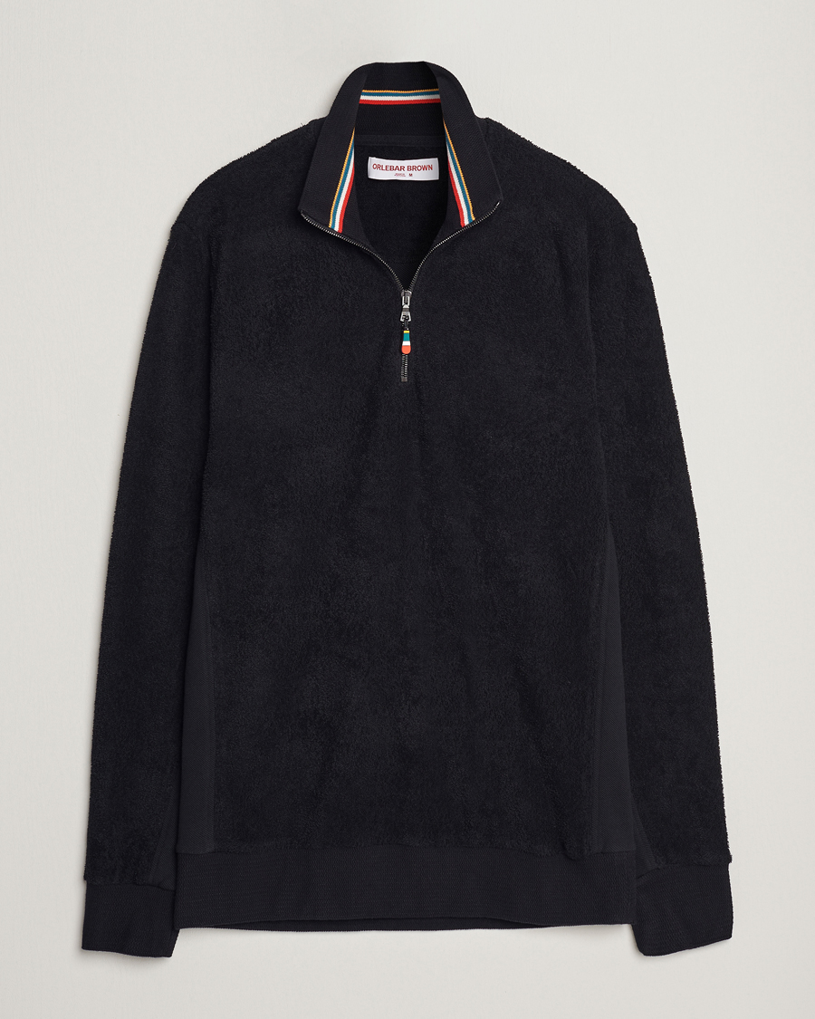 Herren | Pullover | Orlebar Brown | Isar Mix Texture Half-Zip Black