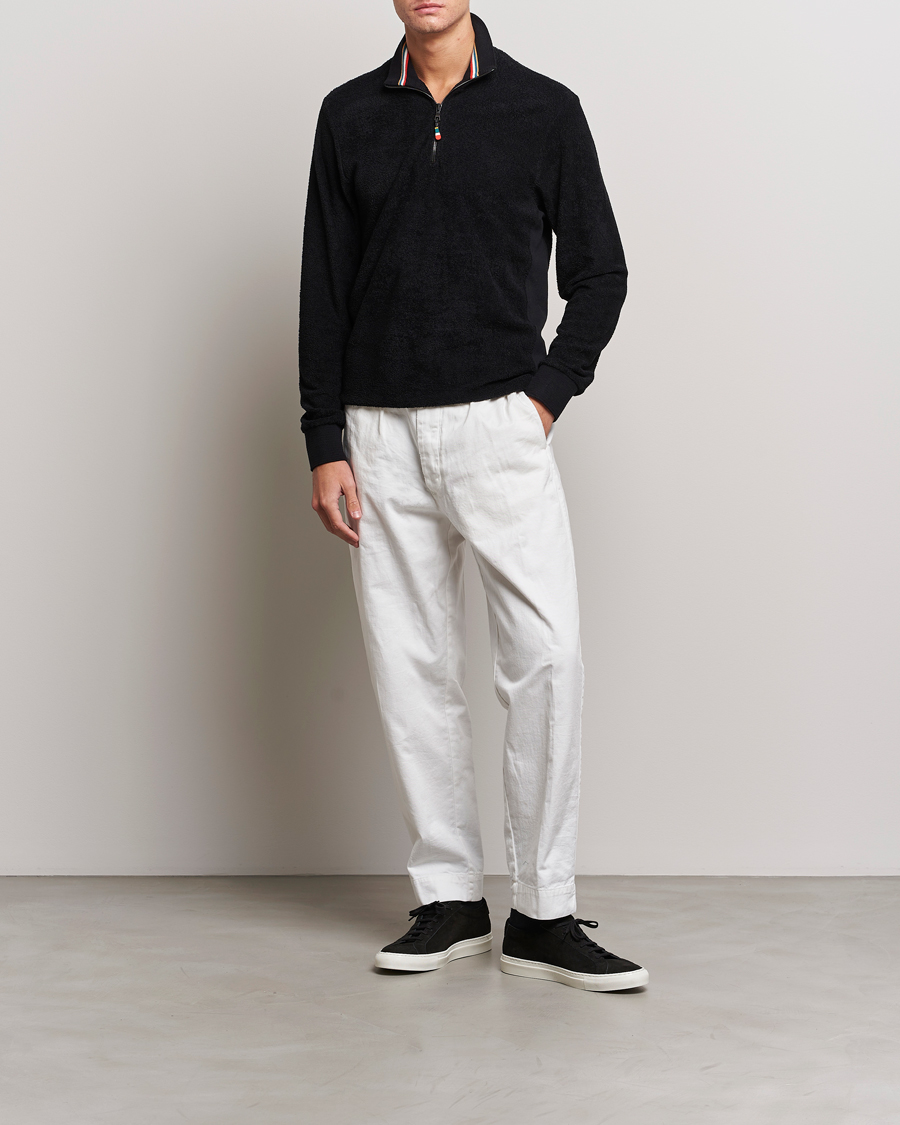 Herren | Pullover | Orlebar Brown | Isar Mix Texture Half-Zip Black