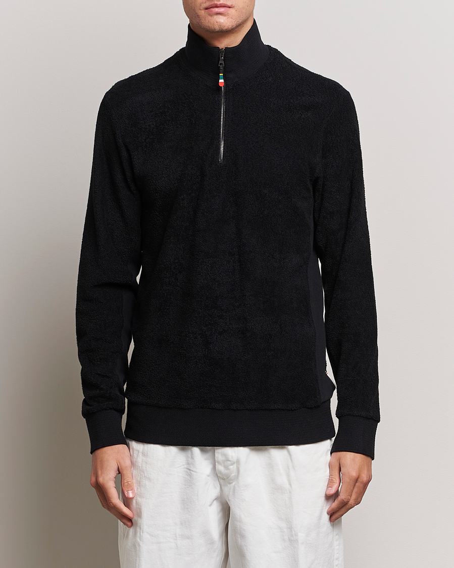 Herren | Pullover | Orlebar Brown | Isar Mix Texture Half-Zip Black