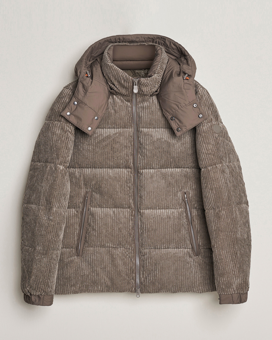Herren | Jacken | Save The Duck | Albus Cord Padded Puffer Jacket Mud Grey