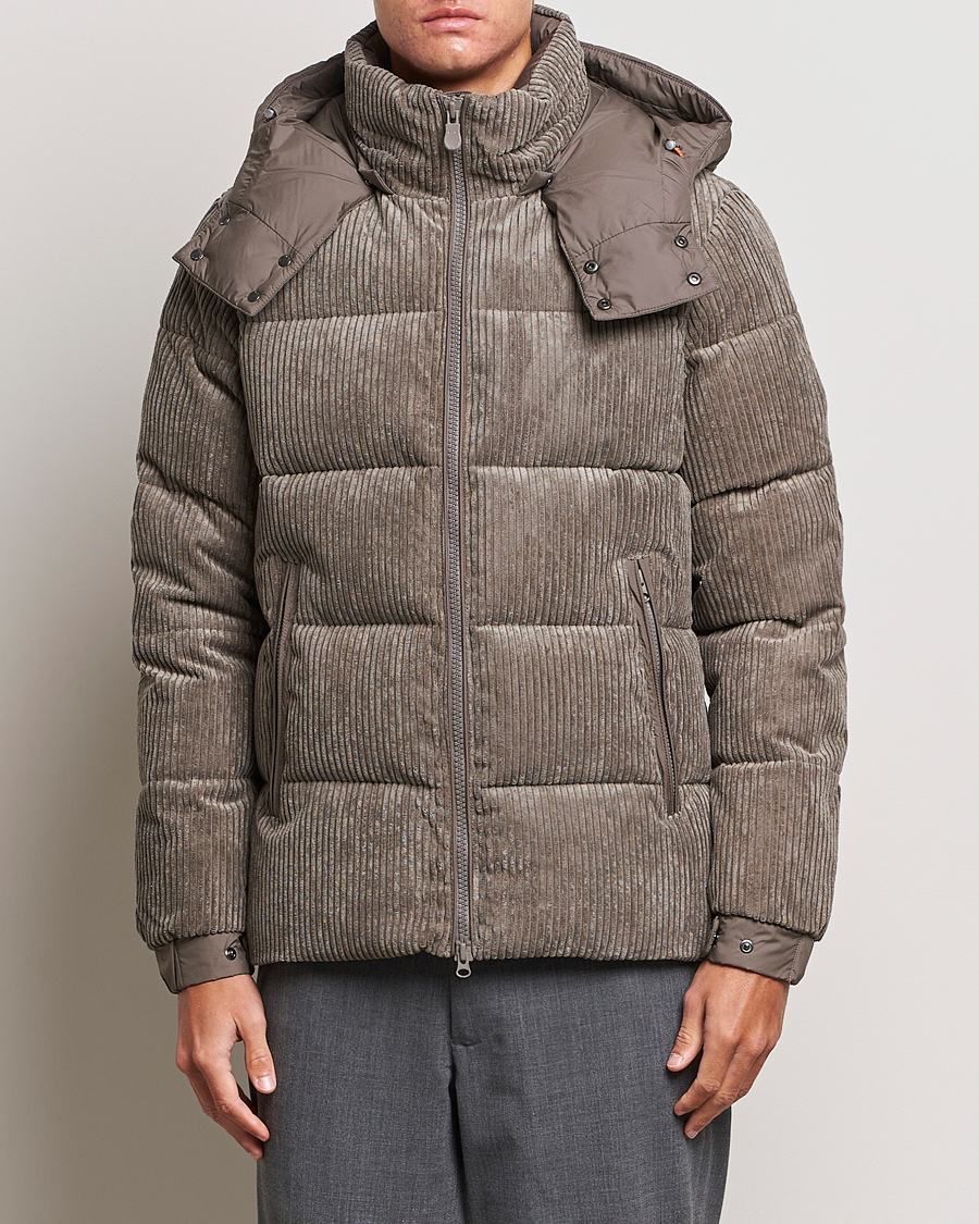 Herren | Jacken | Save The Duck | Albus Cord Padded Puffer Jacket Mud Grey