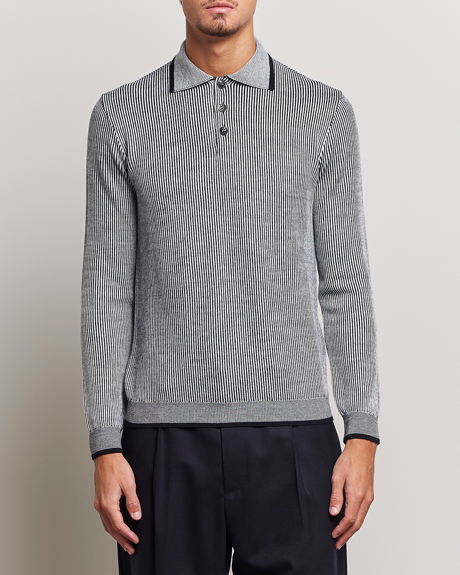 Herren | Pullover | Giorgio Armani | English Rib Knitted Polo Shirt Navy/White