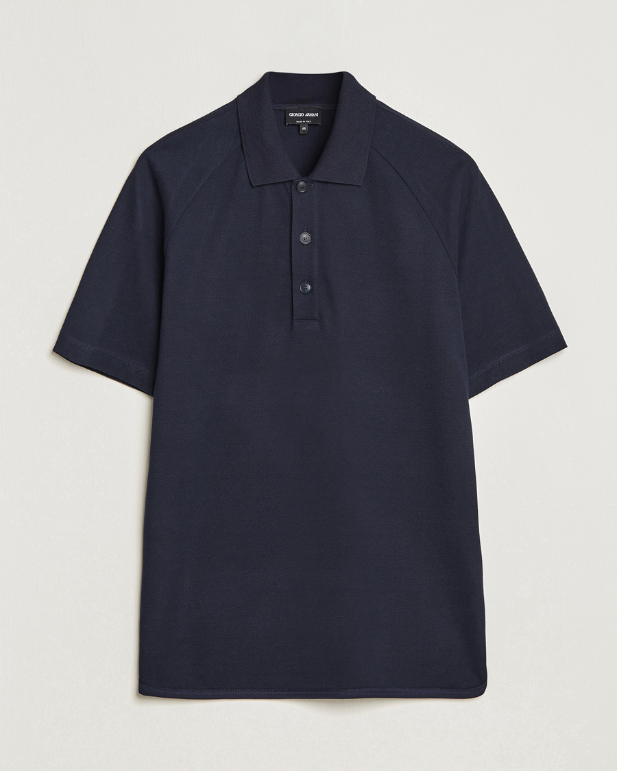 Herren | Poloshirts | Giorgio Armani | Cotton/Cashmere Raglan Sleeve Polo Navy