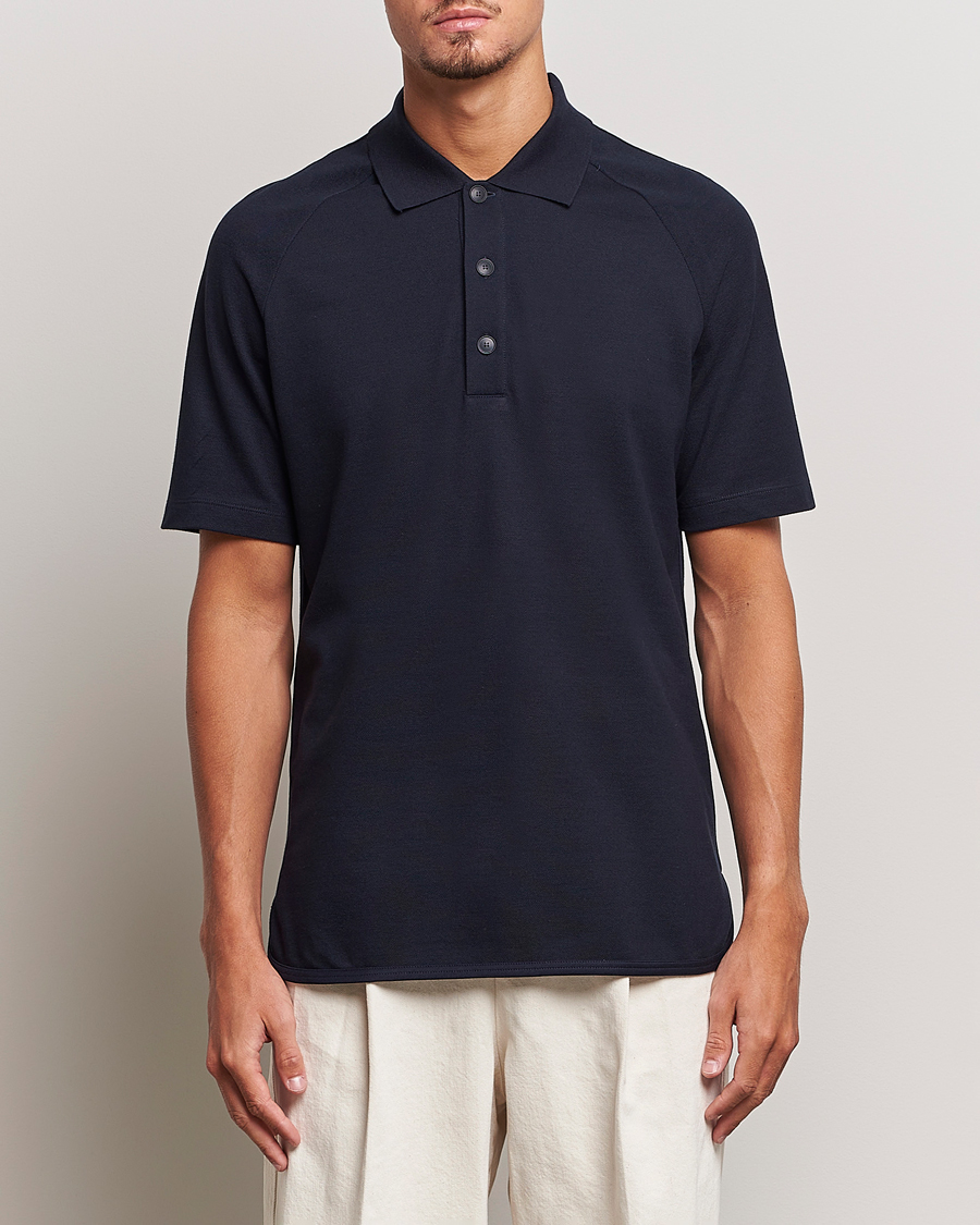 Herren | Poloshirts | Giorgio Armani | Cotton/Cashmere Raglan Sleeve Polo Navy