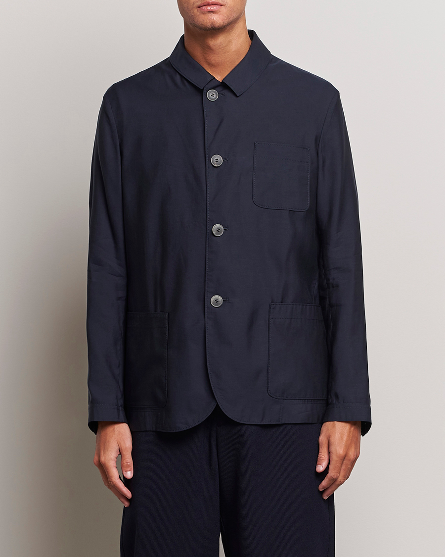 Herren | 60% sale | Giorgio Armani | Lightweight Silk Blend Chore Jacket Navy
