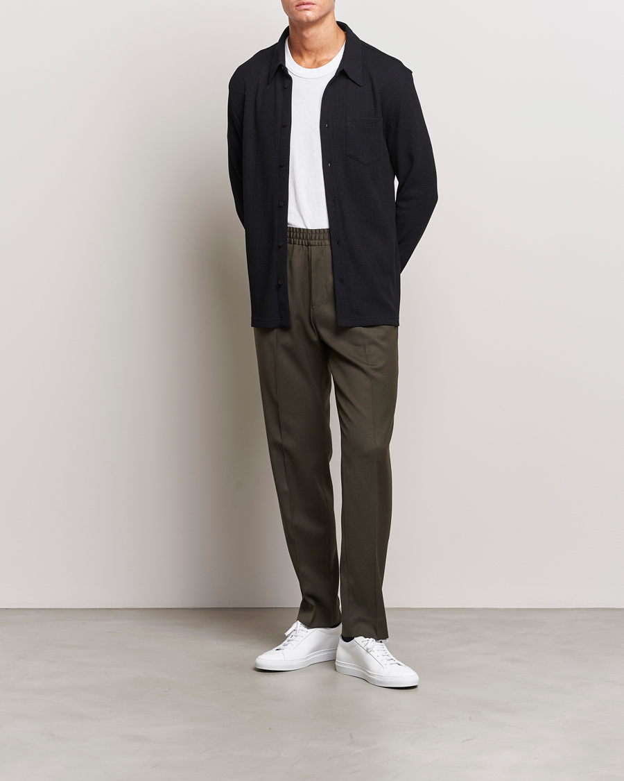 Herren | Hosen | Filippa K | Relaxed Terry Wool Trousers Dark Forest Green