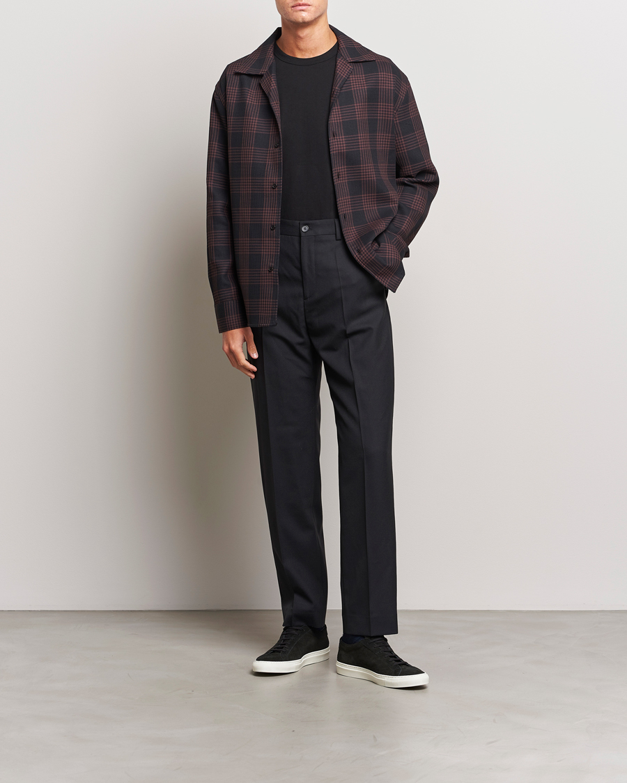 Herren | Hemden | Filippa K | Waffle Checked Resort Shirt Dark Chocolate/Black