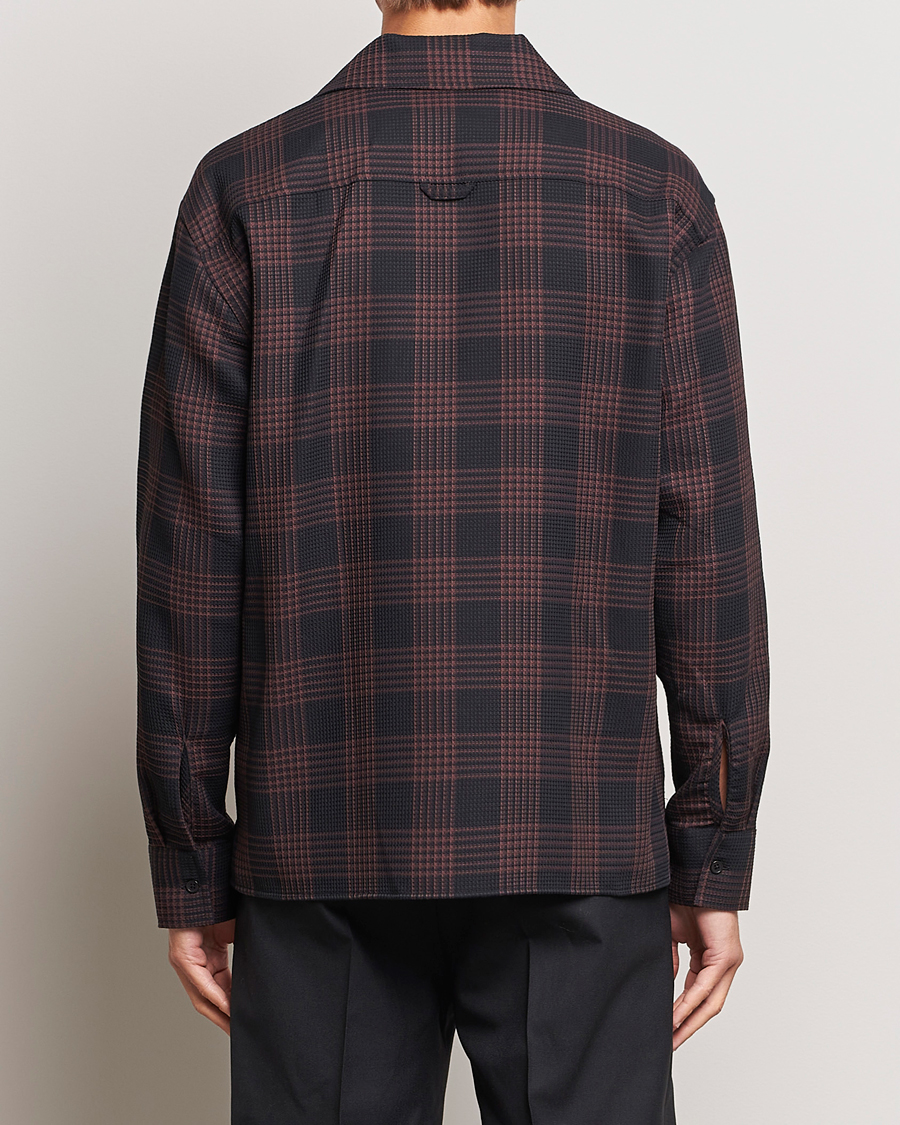 Herren | Hemden | Filippa K | Waffle Checked Resort Shirt Dark Chocolate/Black