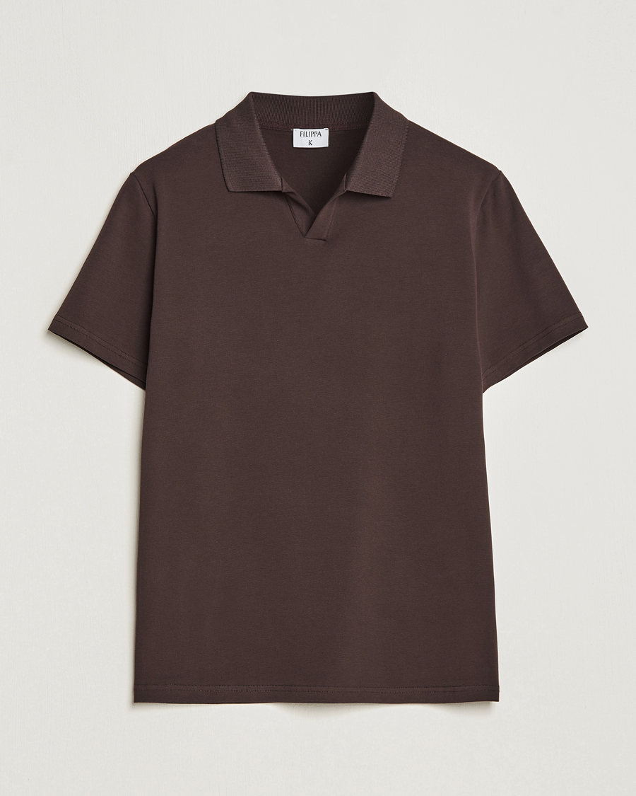 Herren | Poloshirts | Filippa K | Soft Lycra Polo T-Shirt Dark Chocolate