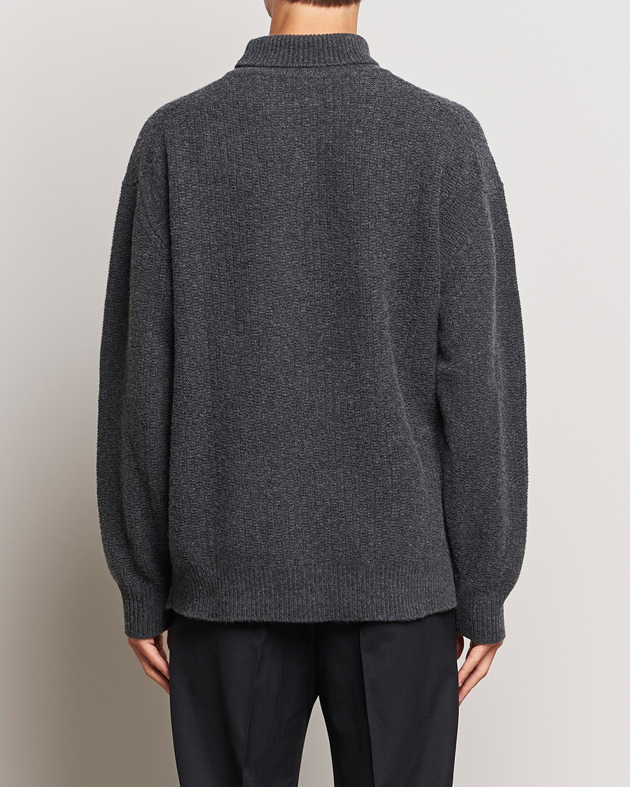 Herren | Pullover | Filippa K | Wool Structured Polo Anthracite Melange