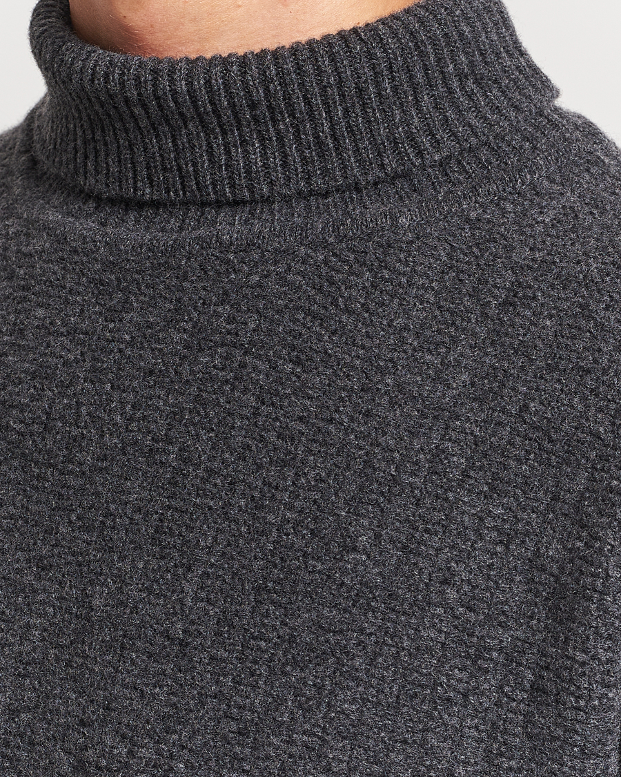 Herren | Pullover | Filippa K | Wool Structured Polo Anthracite Melange