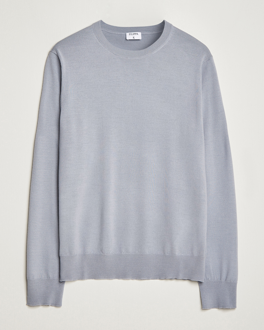 Herren | Pullover | Filippa K | Merino Round Neck Sweater Fog Blue