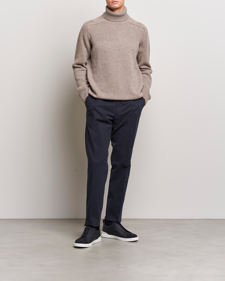 Herren | Pullover | Zegna | 5 Gauge Cashmere Rollneck Beige Melange