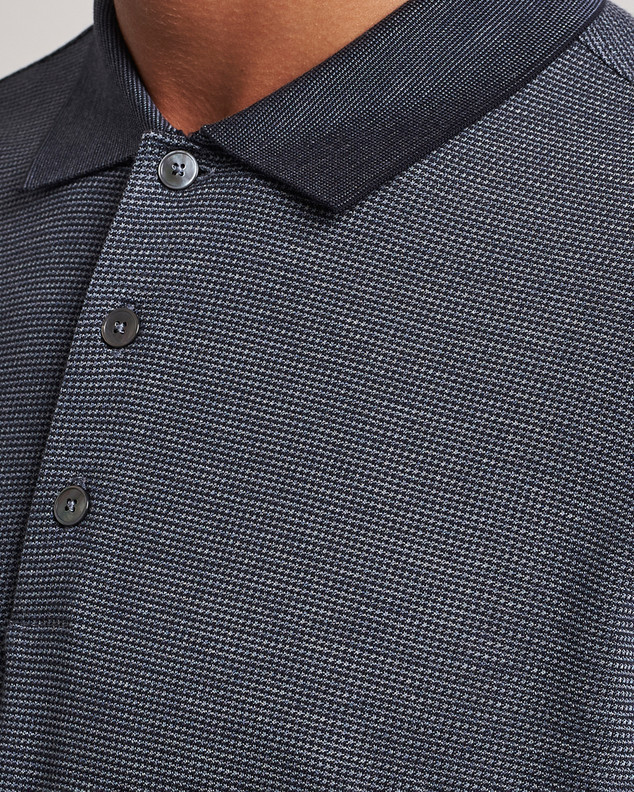Herren | Pullover | Zegna | Cotton/Silk Long Sleeve Polo Dark Blue