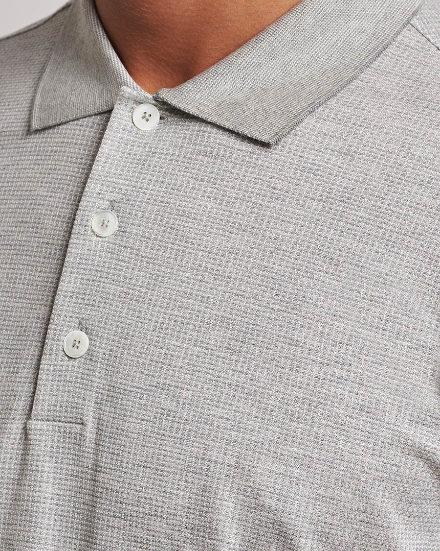 Herren | Pullover | Zegna | Cotton/Silk Long Sleeve Polo Light Grey
