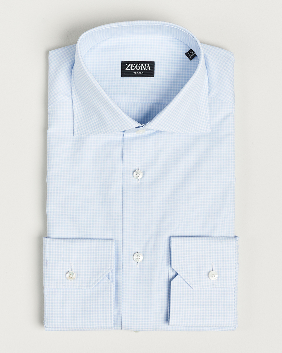 Herren | Hemden | Zegna | Slim Fit Check Dress Shirt Light Blue