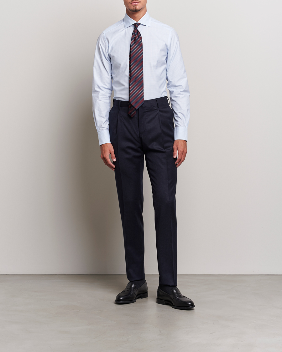 Herren | Hemden | Zegna | Slim Fit Check Dress Shirt Light Blue