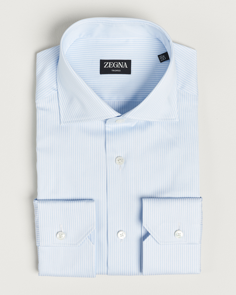 Herren | Hemden | Zegna | Slim Fit Striped Dress Shirt Light Blue