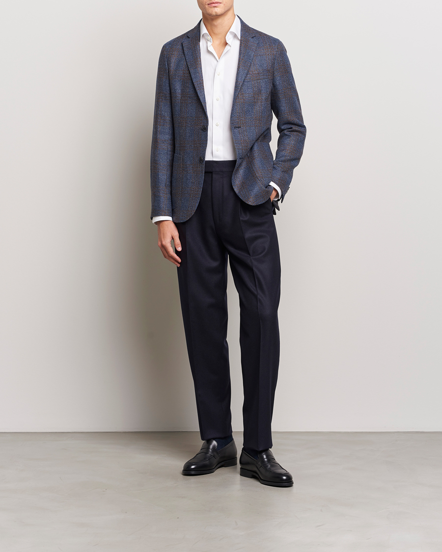 Herren | Hosen | Zegna | Pleated Flannel Trousers Navy