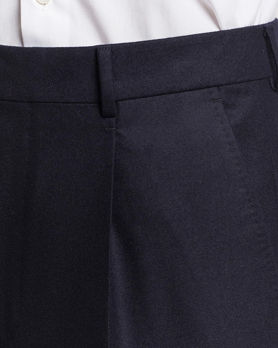 Herren | Hosen | Zegna | Pleated Flannel Trousers Navy