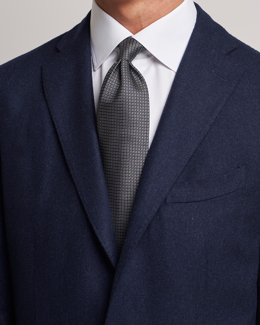 Herren | Zegna Printed Silk Tie Navy | Zegna | Printed Silk Tie Navy