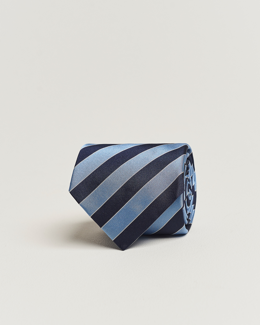 Herren | Zegna Regimental Stripe Silk Tie Navy | Zegna | Regimental Stripe Silk Tie Navy