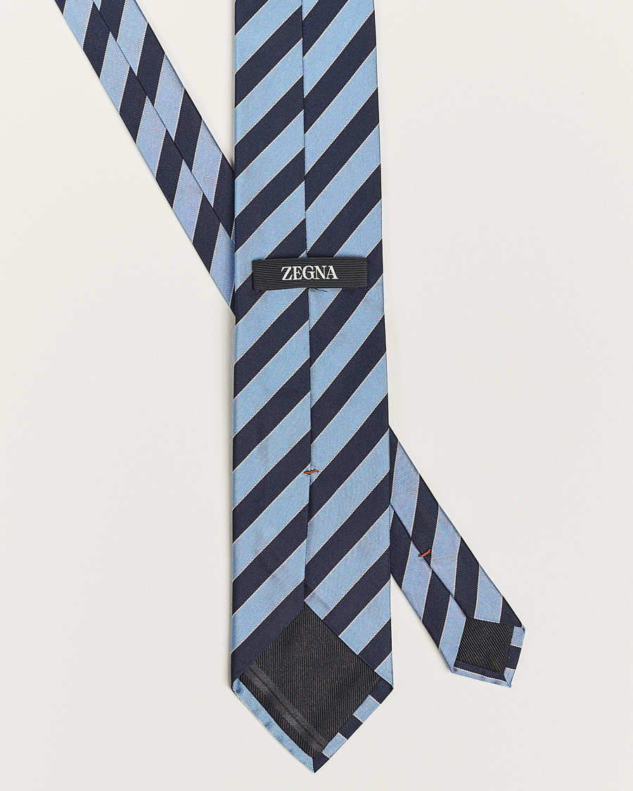 Herren | Zegna Regimental Stripe Silk Tie Navy | Zegna | Regimental Stripe Silk Tie Navy