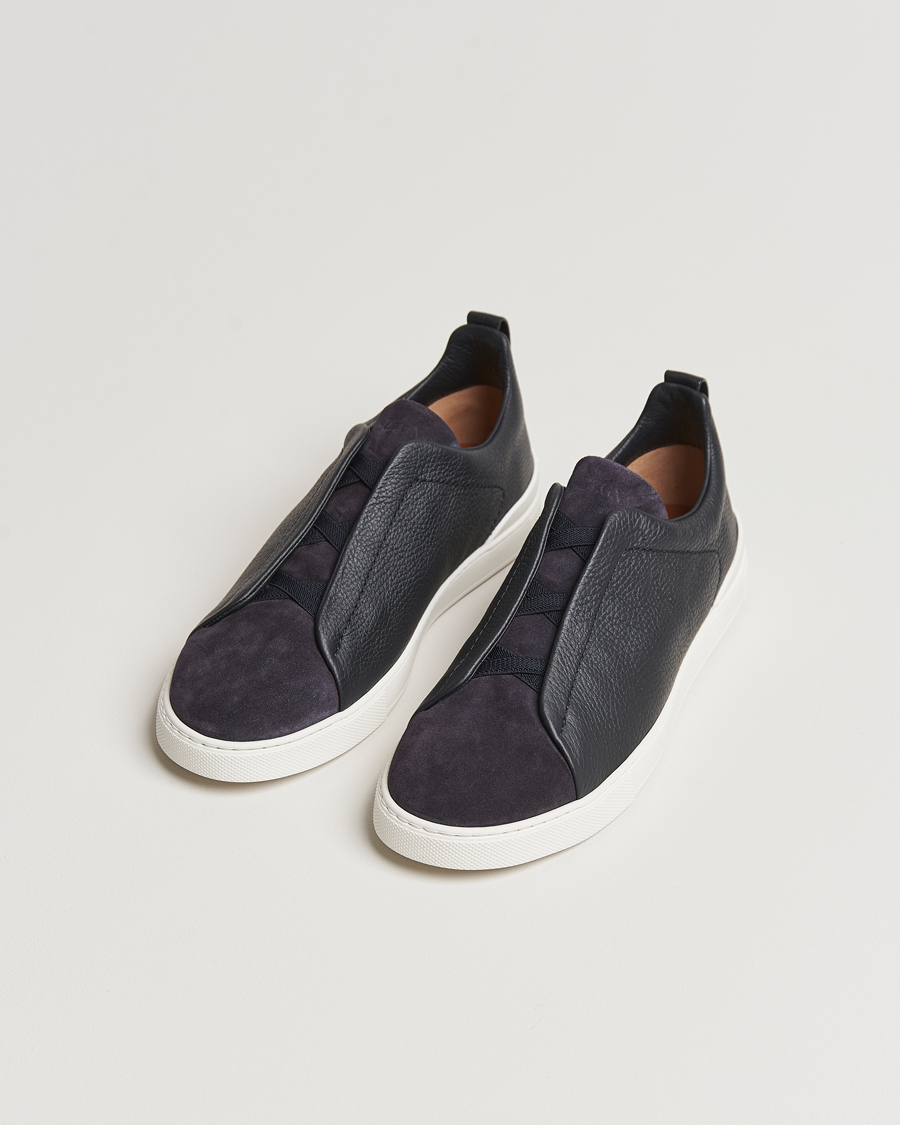 Herren | Zegna Triple Stitch Bi-Material Sneakers Navy | Zegna | Triple Stitch Bi-Material Sneakers Navy