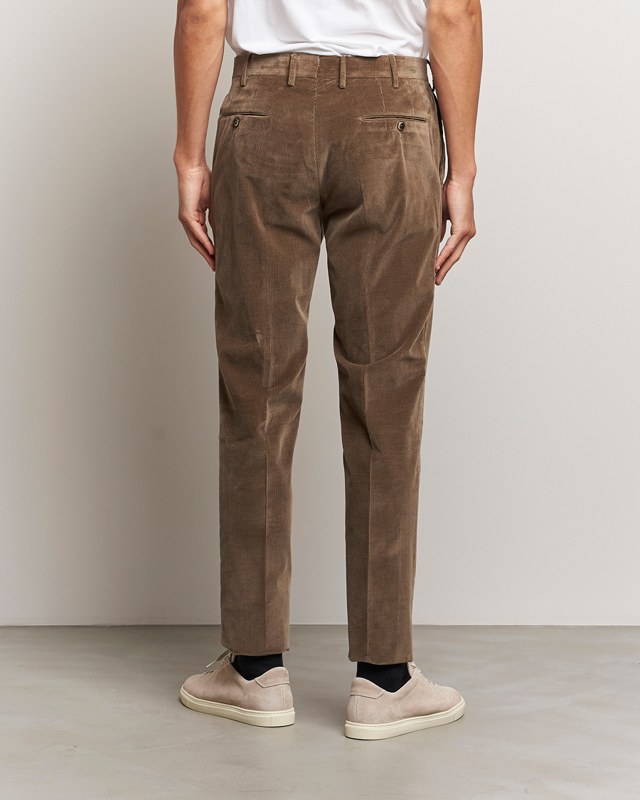 Herren | Hosen | PT01 | Slim Fit Pleated Corduroy Trousers Taupe