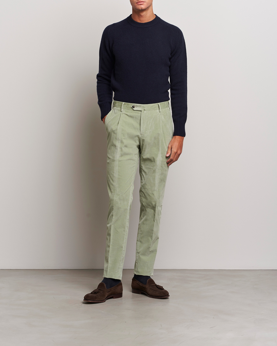 Herren | Hosen | PT01 | Slim Fit Pleated Corduroy Trousers Mint