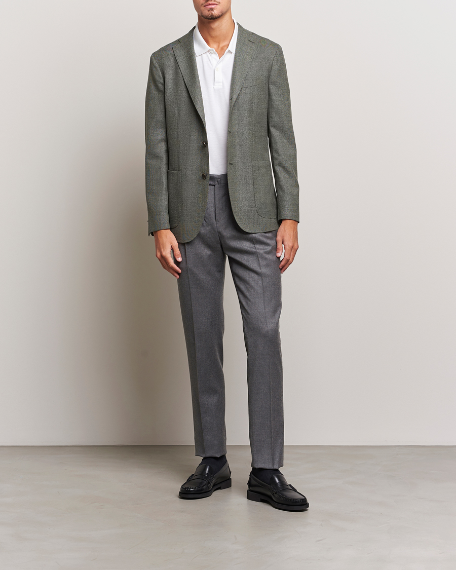 Herren | Hosen | PT01 | Slim Fit Pleated Flannel Trousers Grey Melange