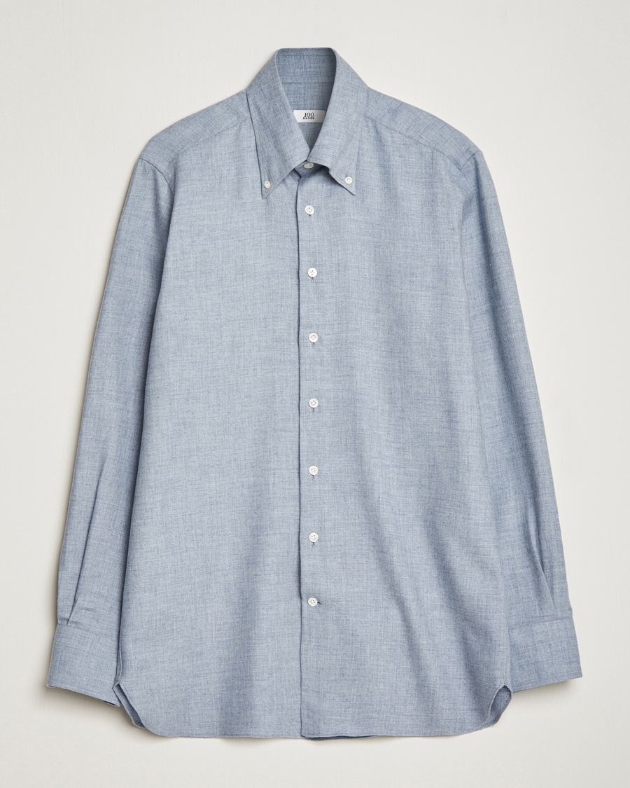 Herren | Hemden | 100Hands | Cotton Button Down Flannel Shirt Grey